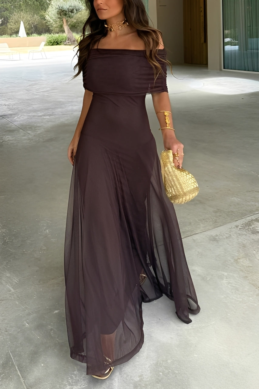 Toledo One Shoulder Mesh Maxi Dress – Venisse Boutique