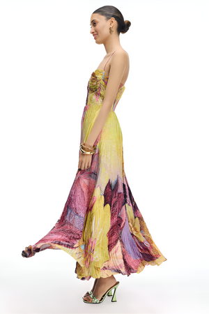 Multicolored Ikat Print Maxi Dress