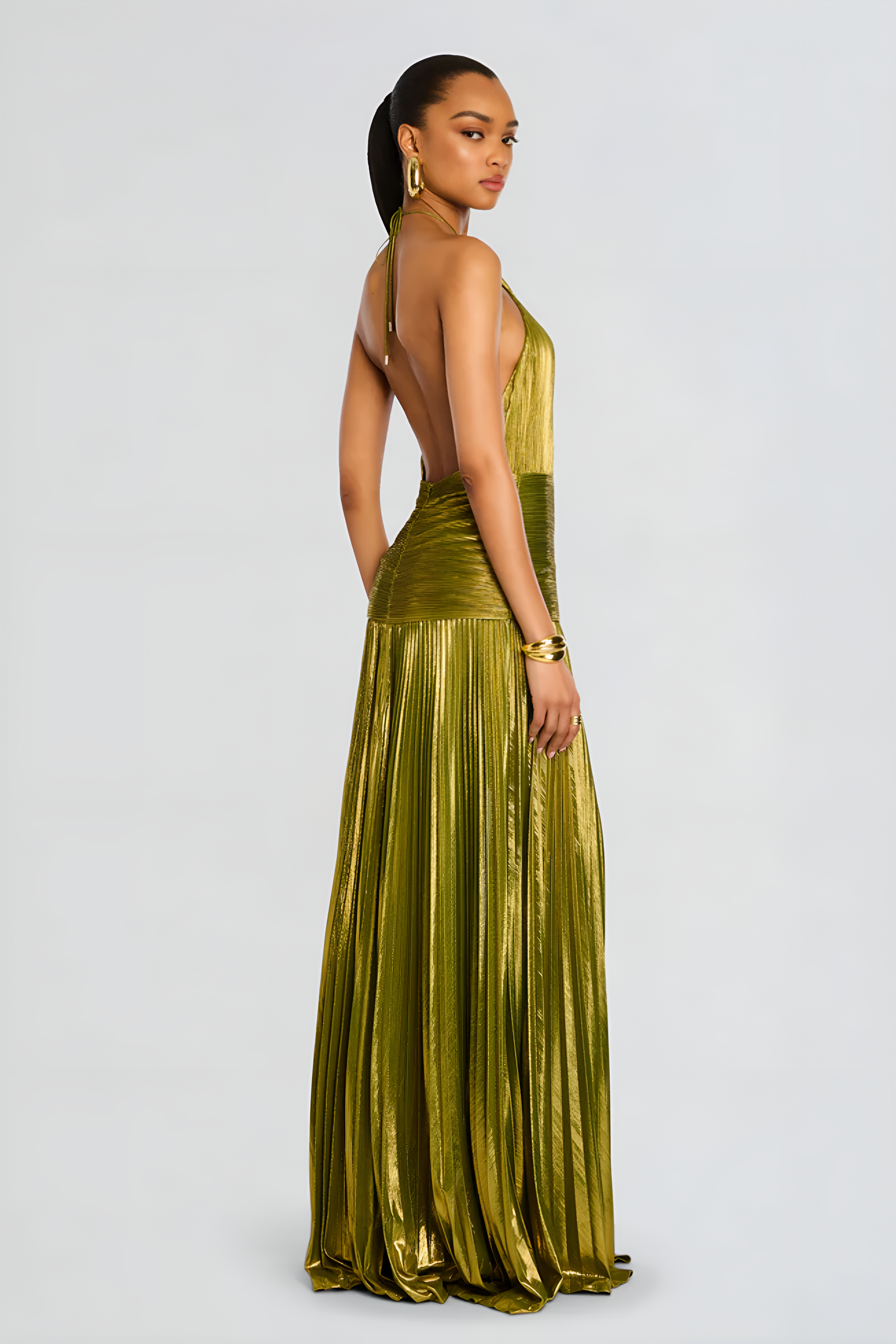 Thalia Metallic Peridot Maxi Dress Venisse Boutique Thalia Metallic Peridot Maxi Dress Venisse Boutique