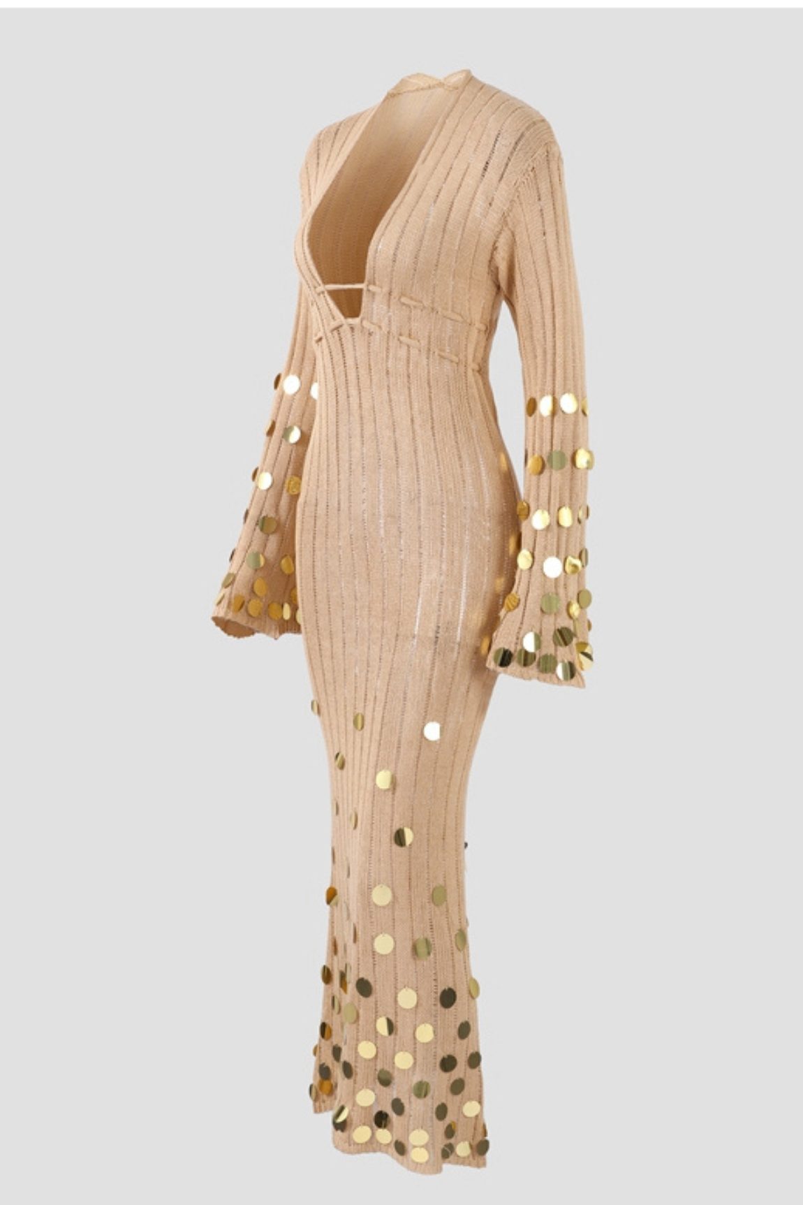 Dolly Gold Knit Maxi Dress