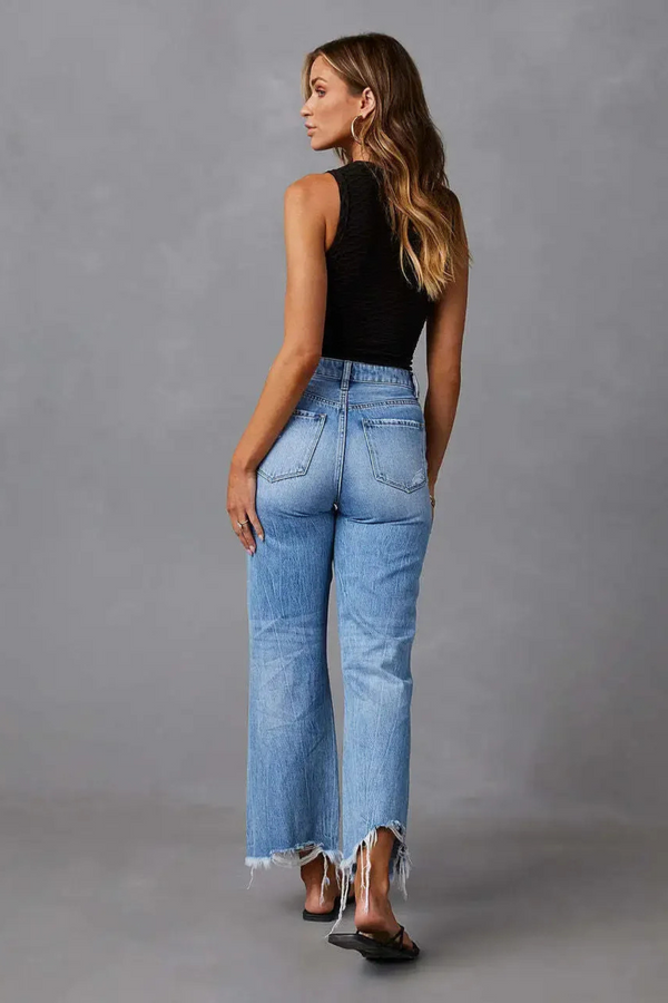 Frayed Hem Flare Jeans
