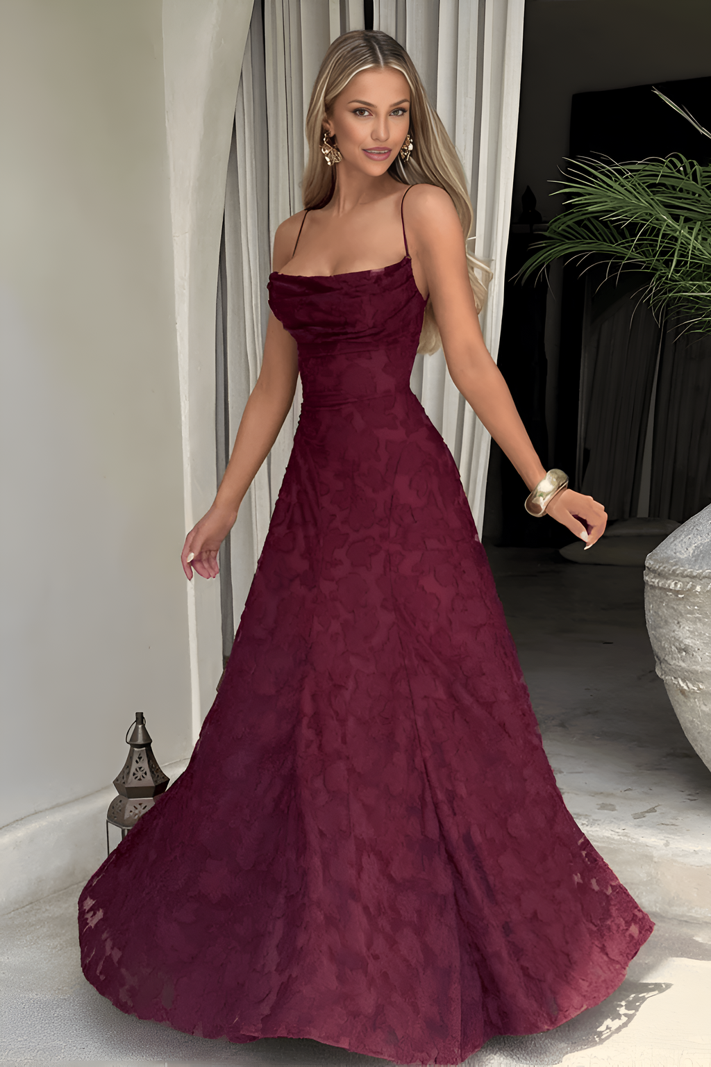 Floral Lace Spaghetti Strap Maxi Dress – Venisse Boutique