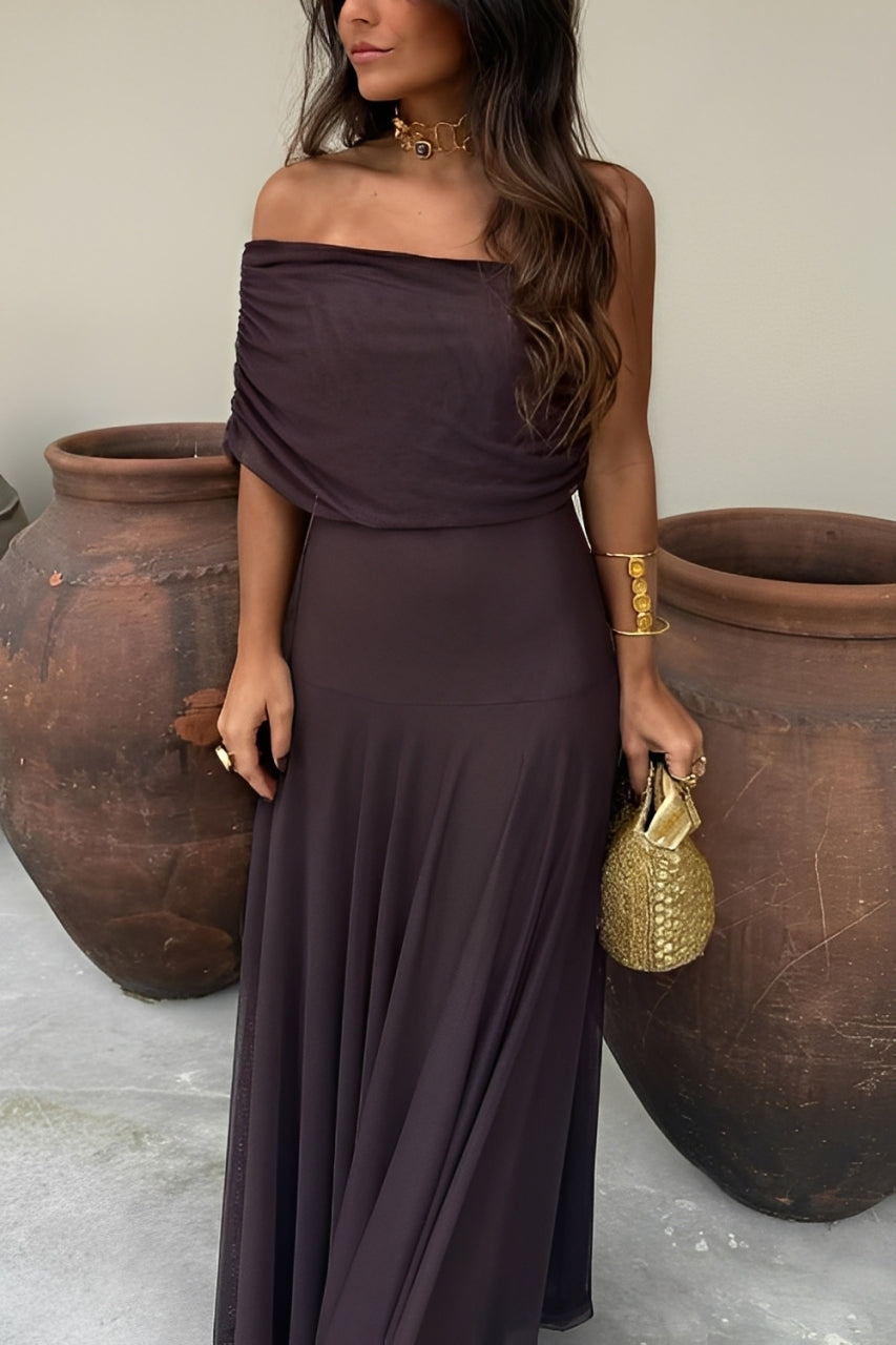 Toledo One Shoulder Mesh Maxi Dress