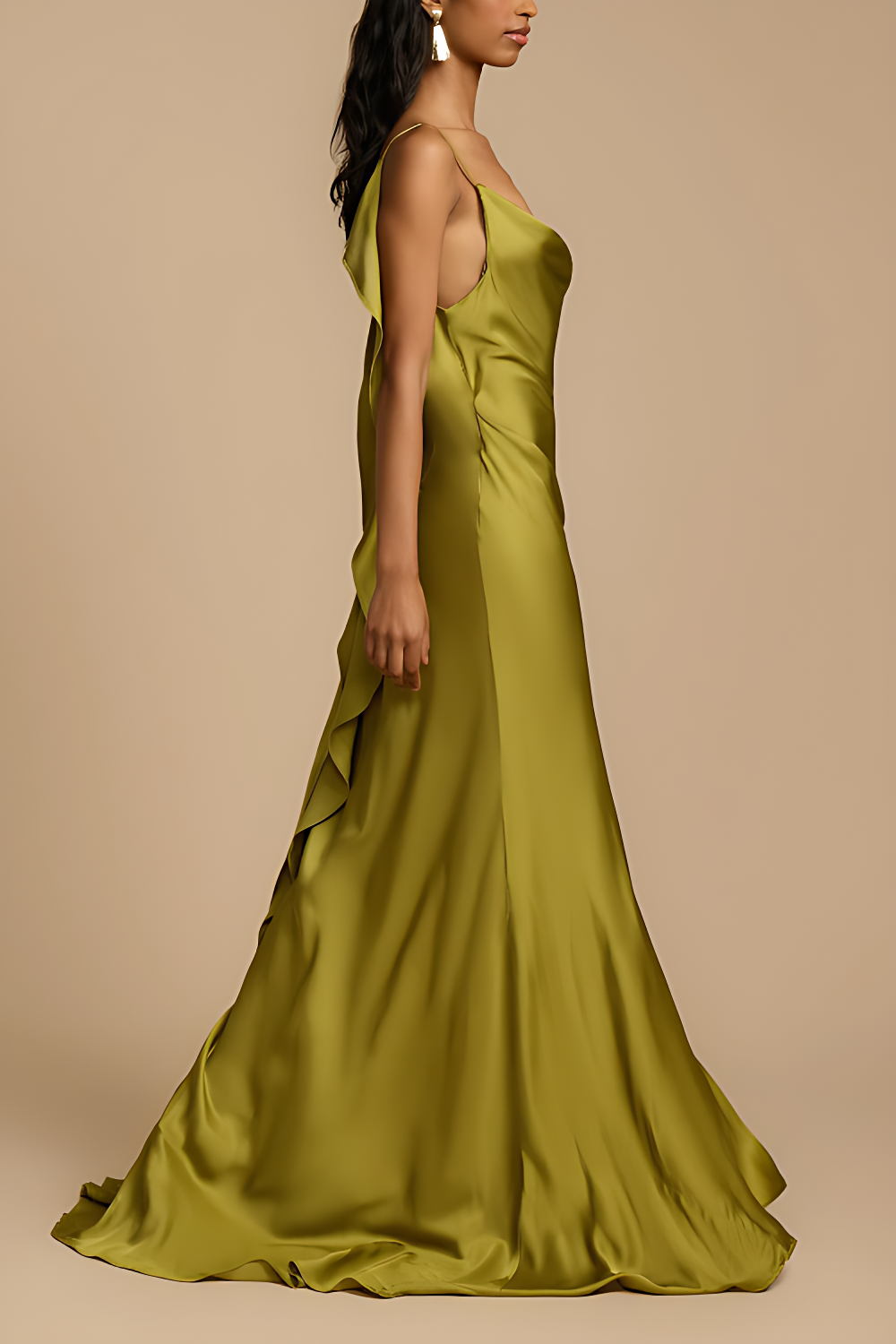 Sexy Elegant Satin Side High Slit Maxi Dress