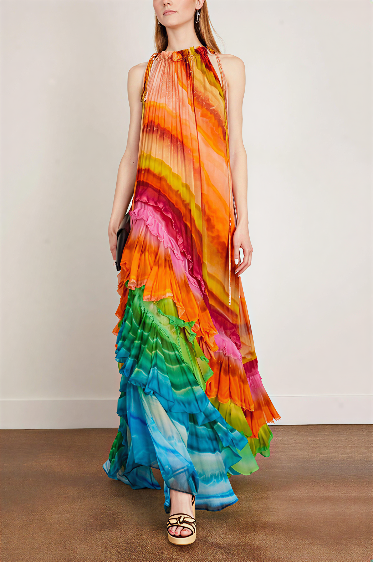 Iris Ruffle Gown In Multi