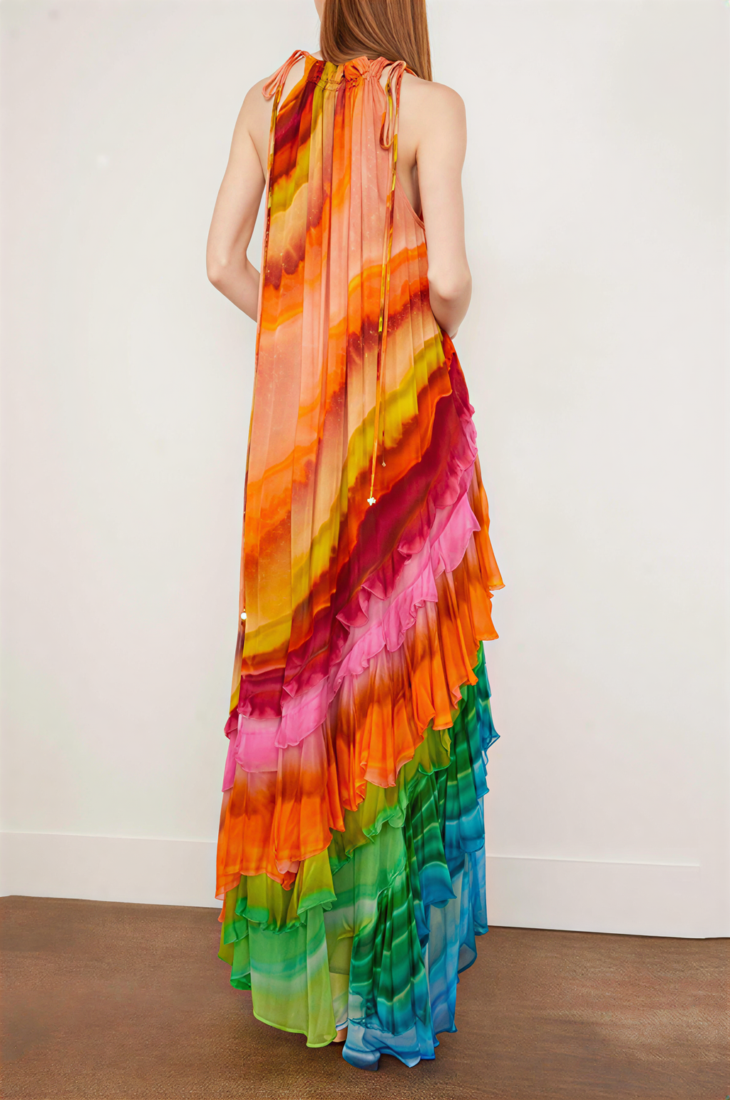 Multilayer Ruffle Gown Iris Ruffle Gown In Multi – Venisse Boutique