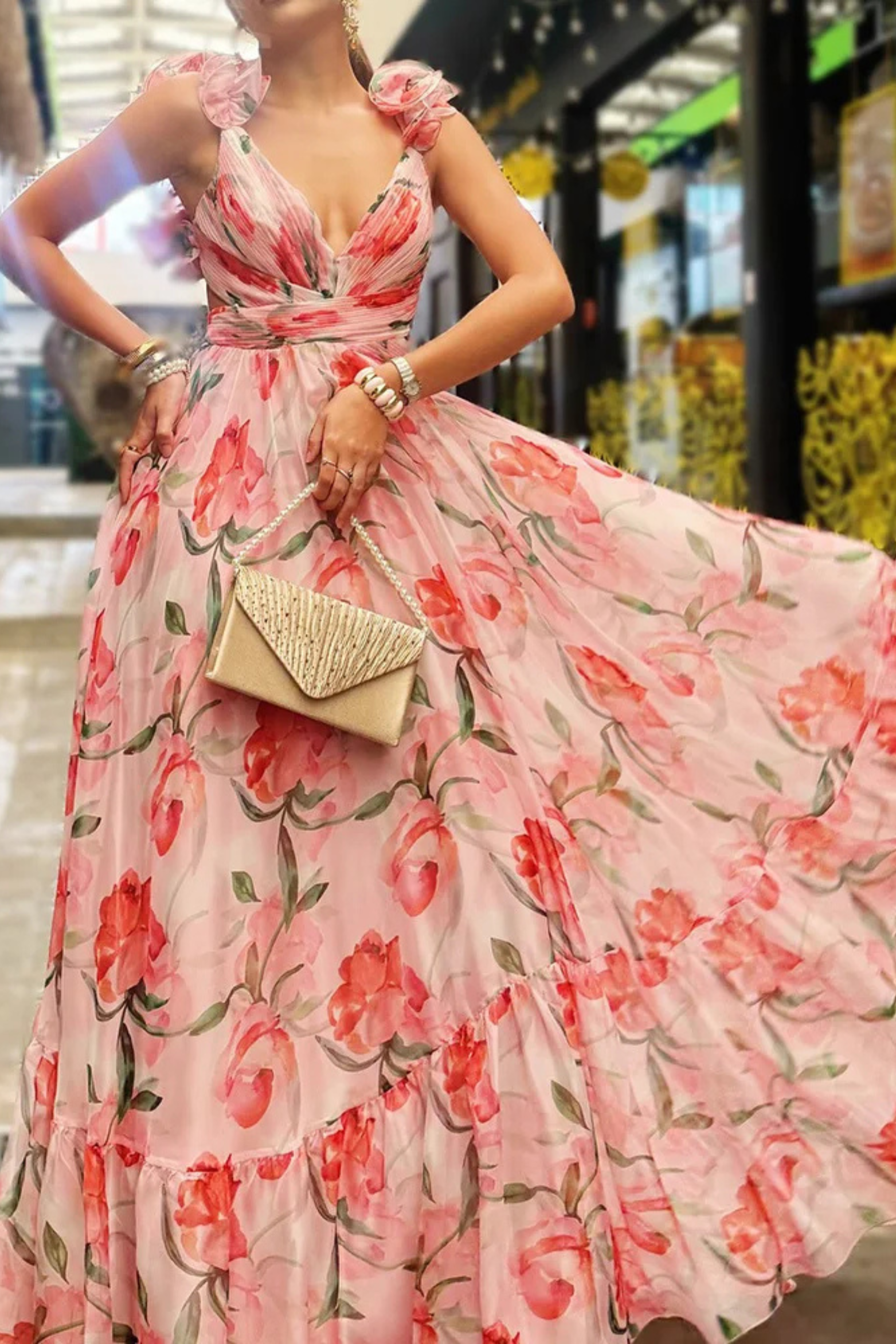 Backless printed maxi dress