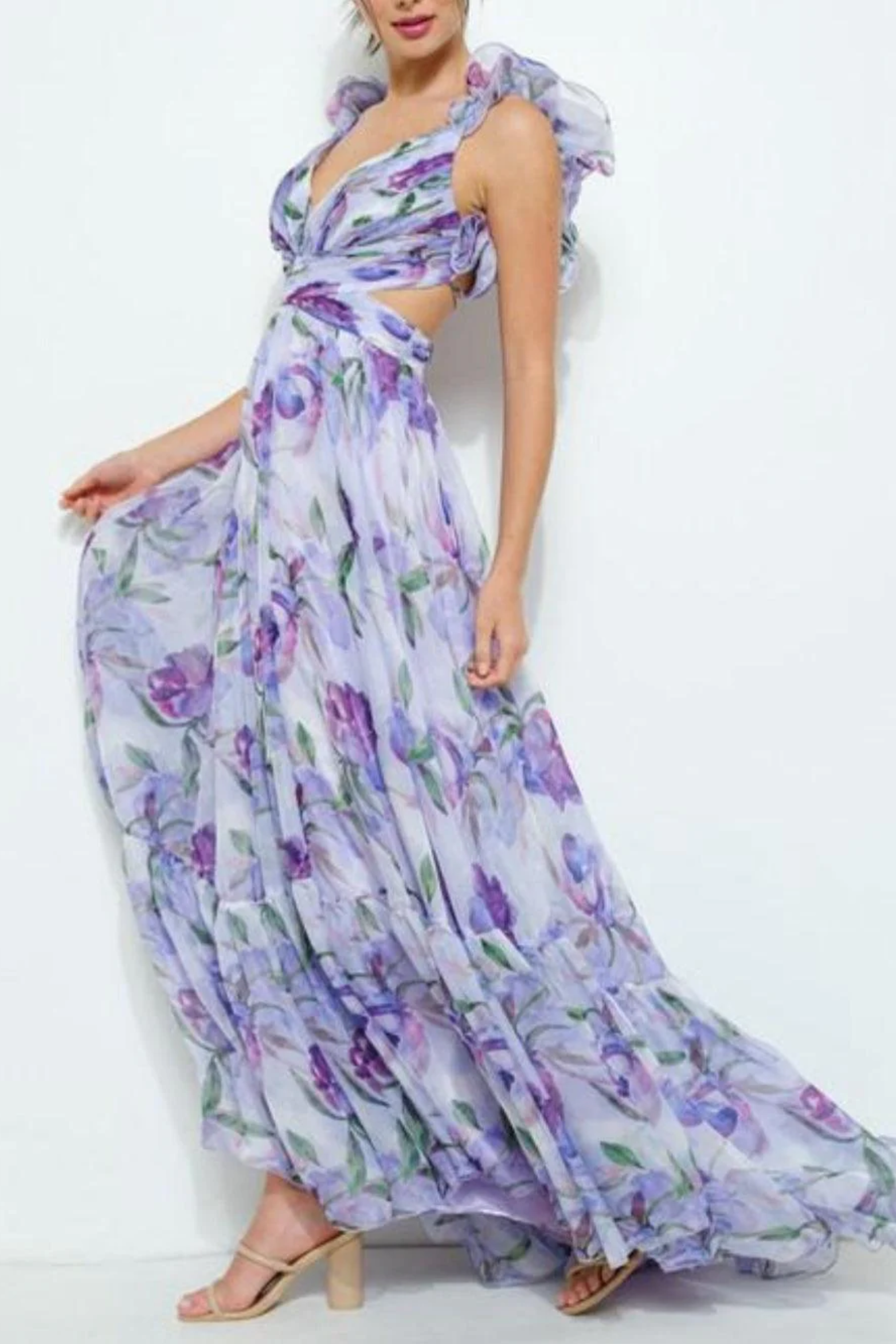 Backless printed maxi dress