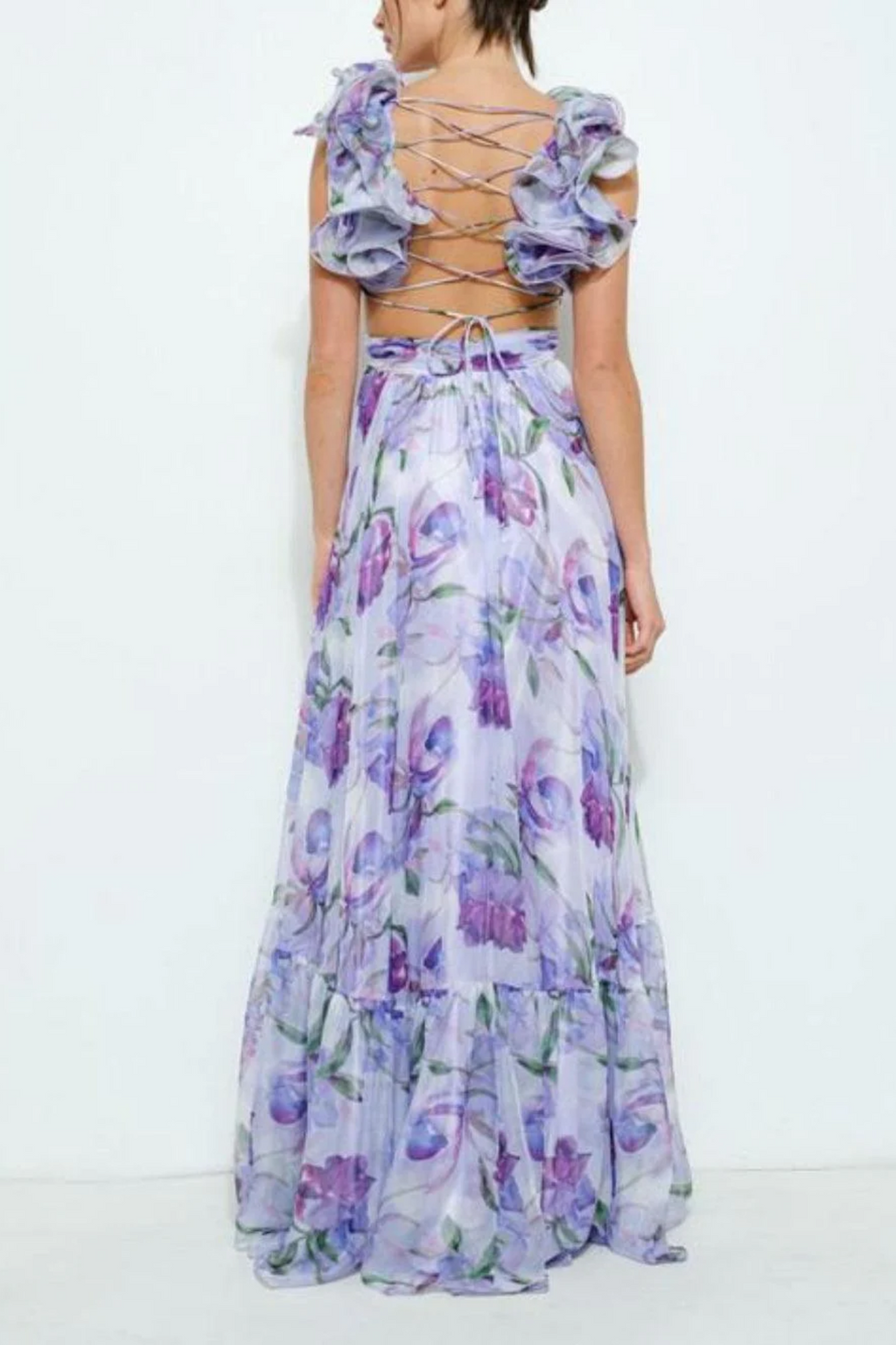 Backless printed maxi dress