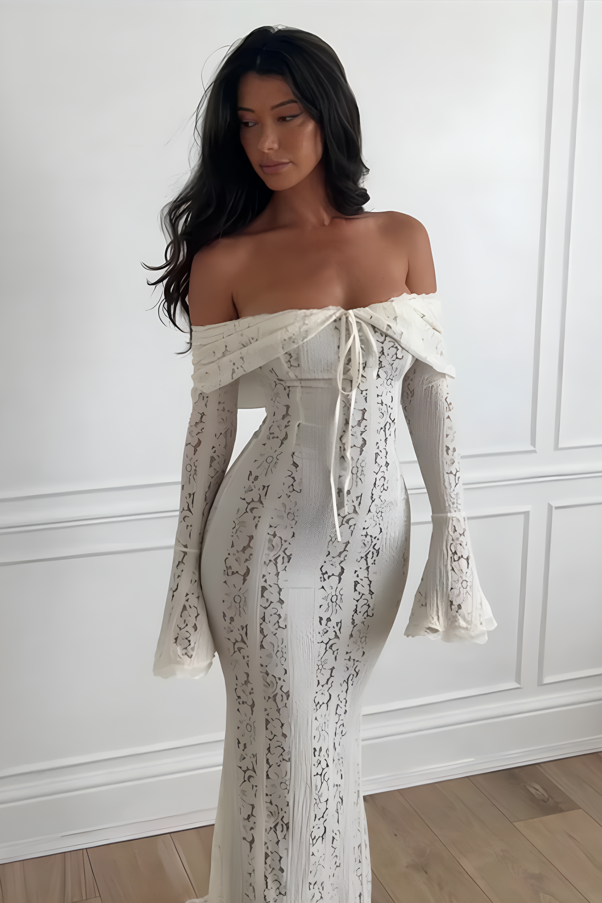 Lace Off-Shoulder Maxi Dress