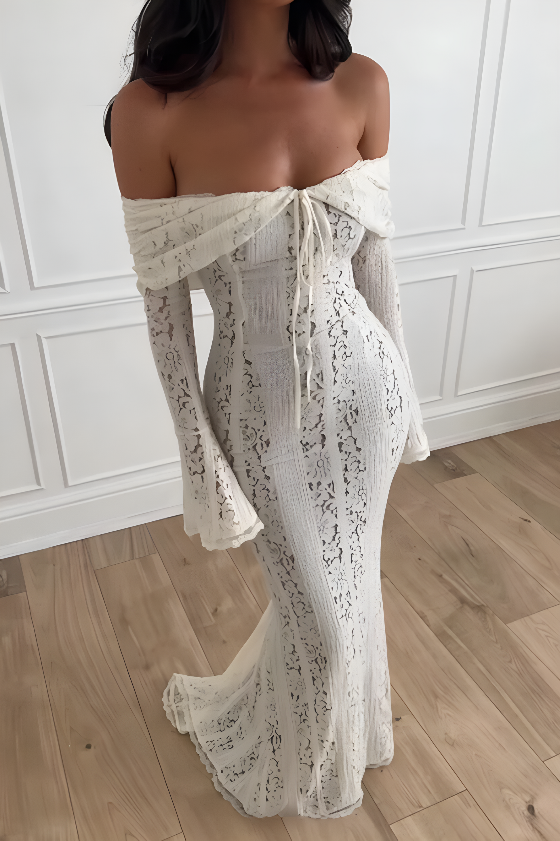 Lace Off-Shoulder Maxi Dress