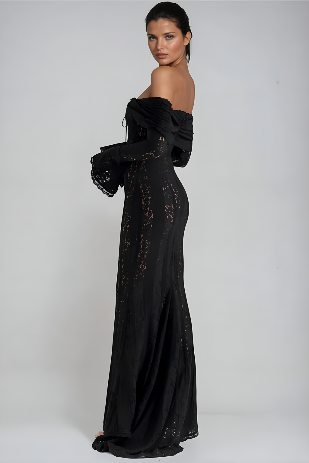 Lace Off-Shoulder Maxi Dress