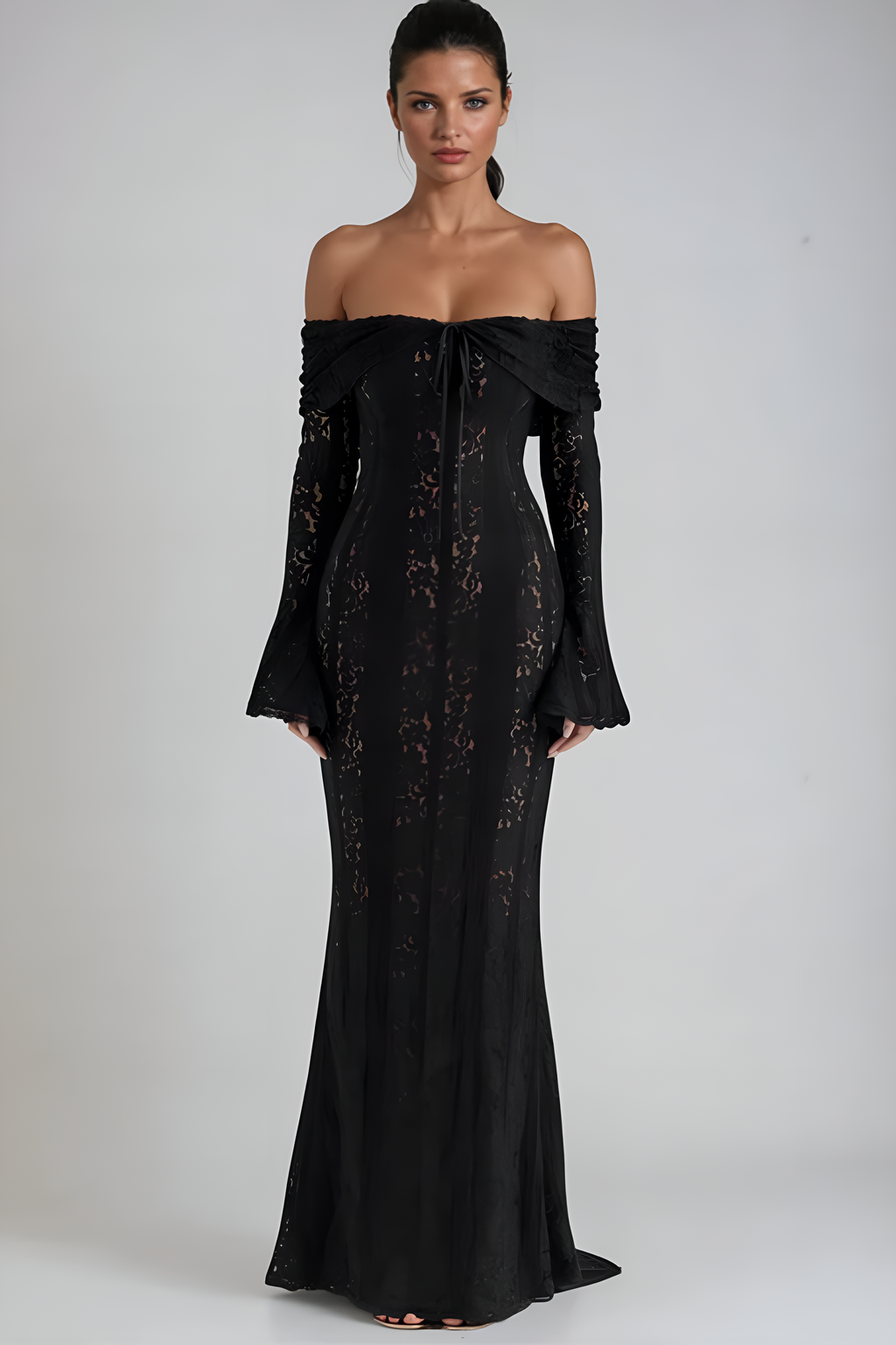 Lace Off-Shoulder Maxi Dress