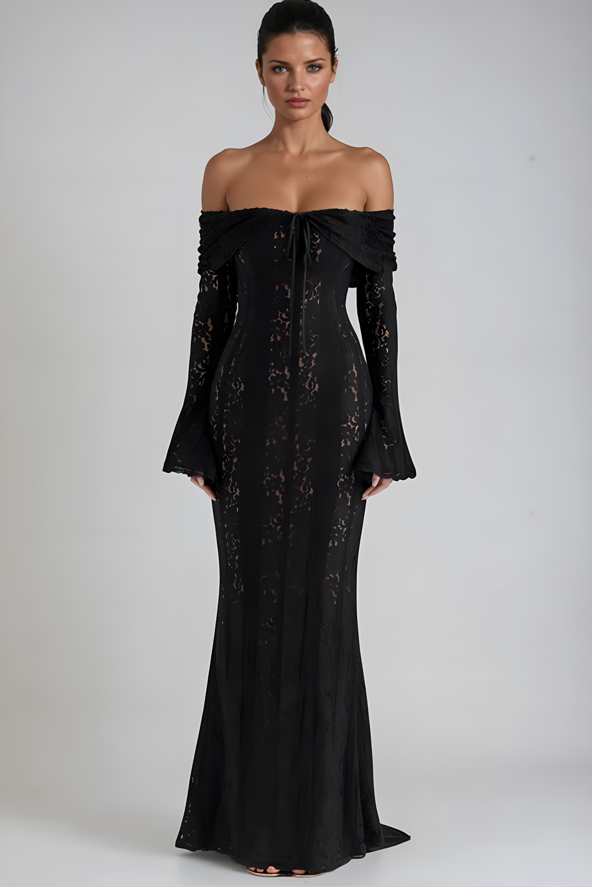 Lace Off-Shoulder Maxi Dress