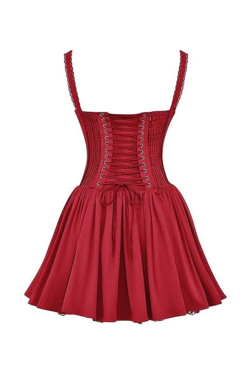 Lace Corset Mini Puff Dress