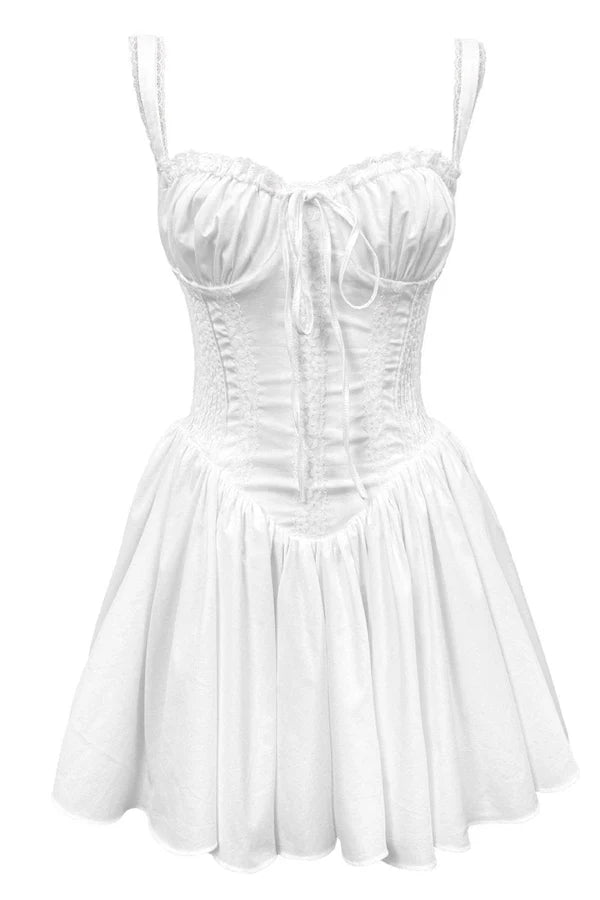 Lace Corset Mini Puff Dress