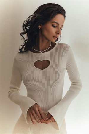 Heart Cut-Out Knit Top