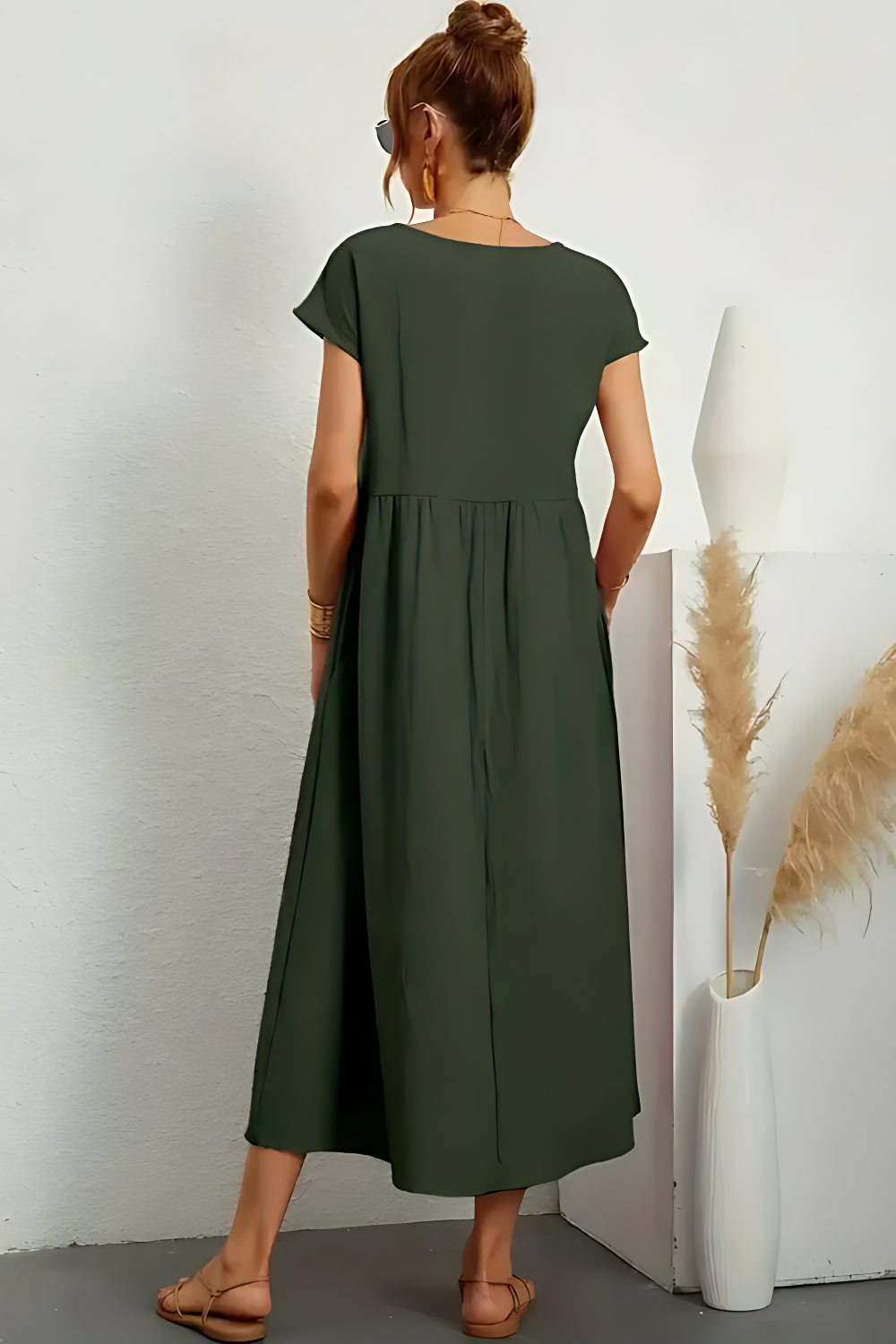 Relaxed Midi Dress with Pockets